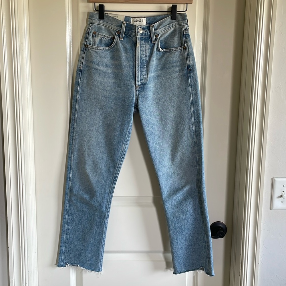NEW Agolde Riley High Rise Striaght Crop in Zephyr, size 25